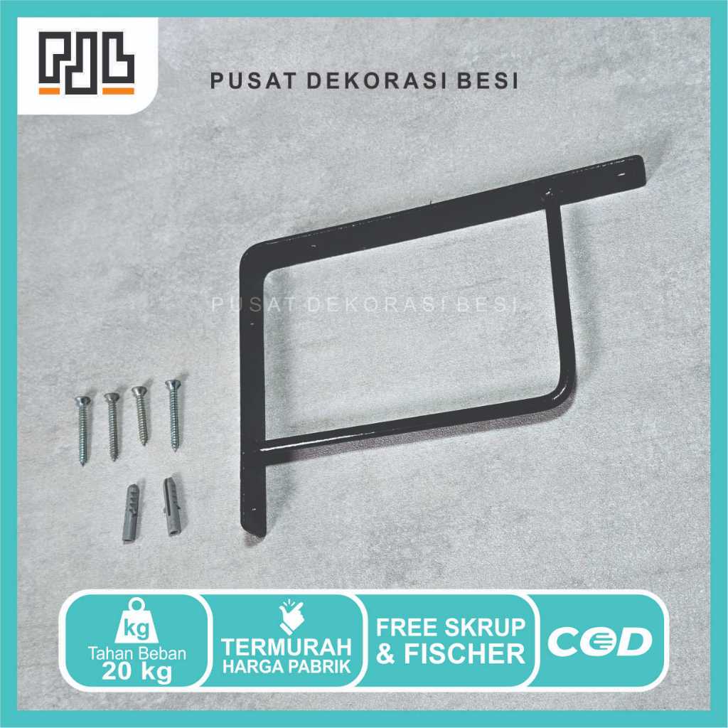 Besi Siku Penyangga Papan Rak Dinding Serbaguna Tebal Kuat Wadah Bumbu Pot Bunga Buku Terlaris Murah