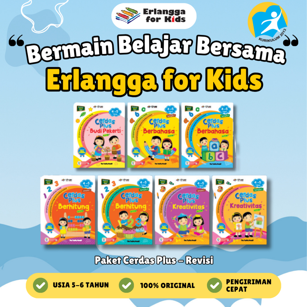 [Erlangga] Buku Paket TK dan PAUD: Seri Cerdas Plus 5 6 Tahun - Erlangga For Kids