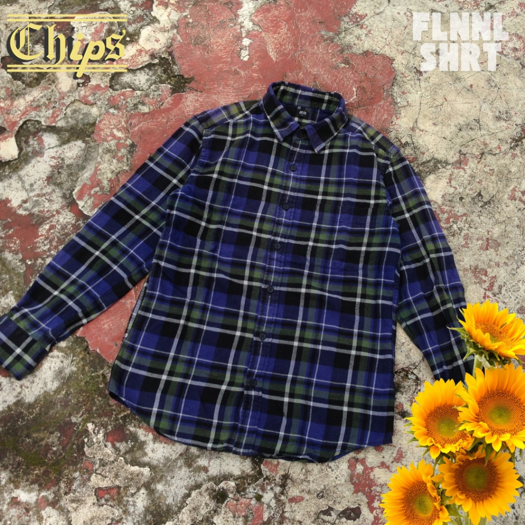 UNIQLO FLANNEL SHIRT | KEMEJA FLANNEL UNIQLO BIRU