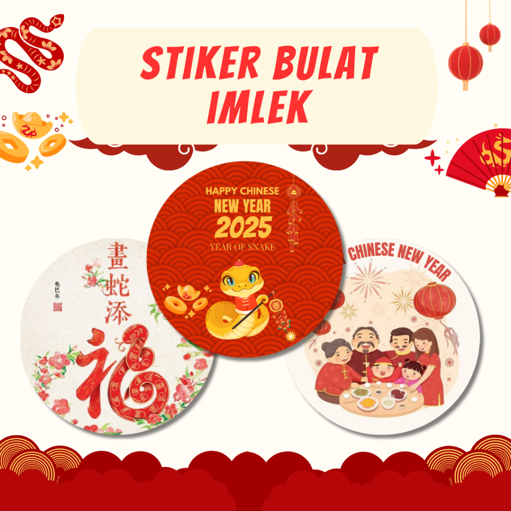 

Sticker Imlek Xinjia Chinese New Year Stiker Cookies Kue Toples Hampers Cake