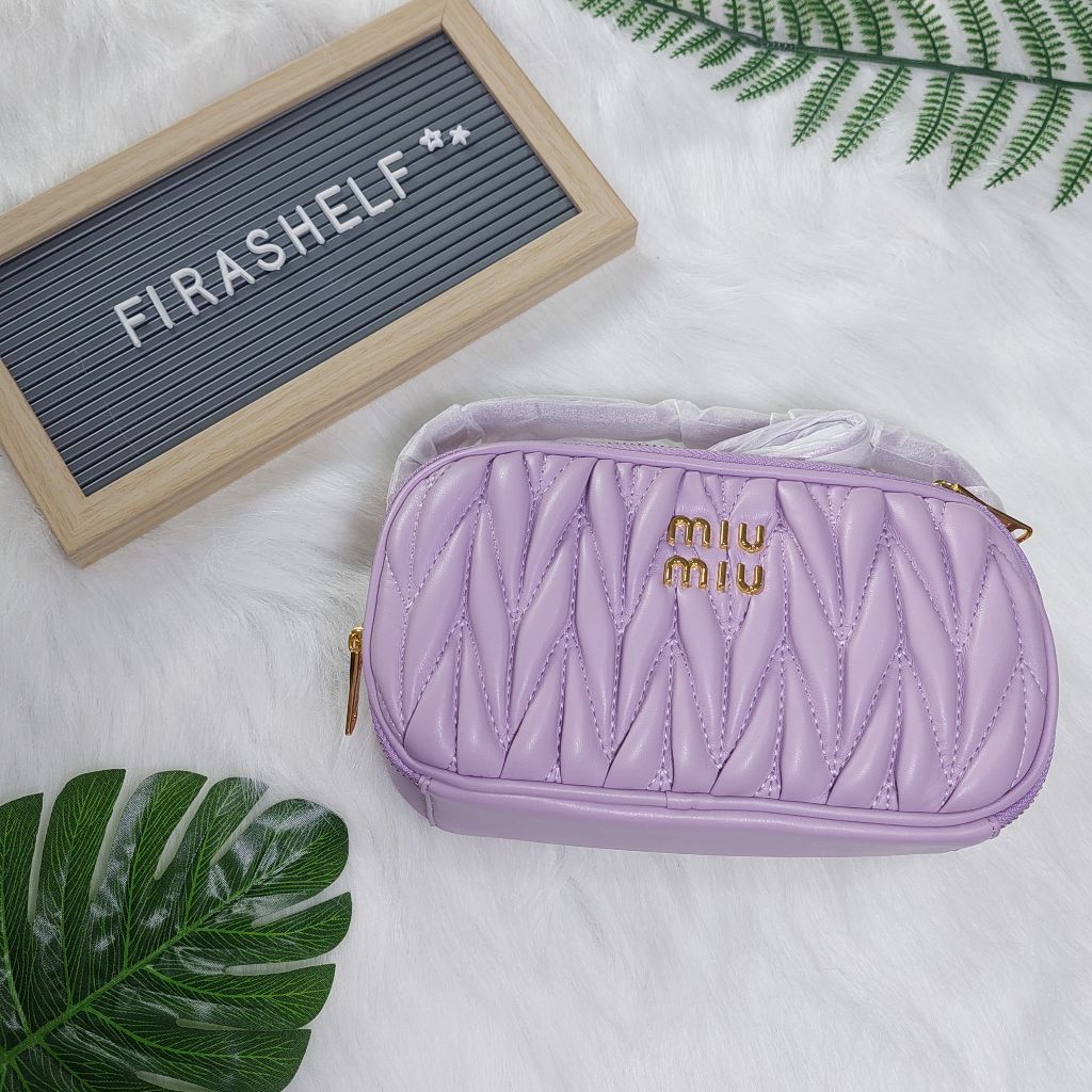 miumiu matelasse nappa hand bag purple
