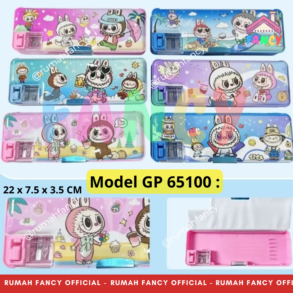 

[FREE BUBBLEWRAP] TEMPAT PENSIL / KOTAK PENSIL MAGNETGP 65100 + RAUTAN 1 LUBANG Motif Labubu