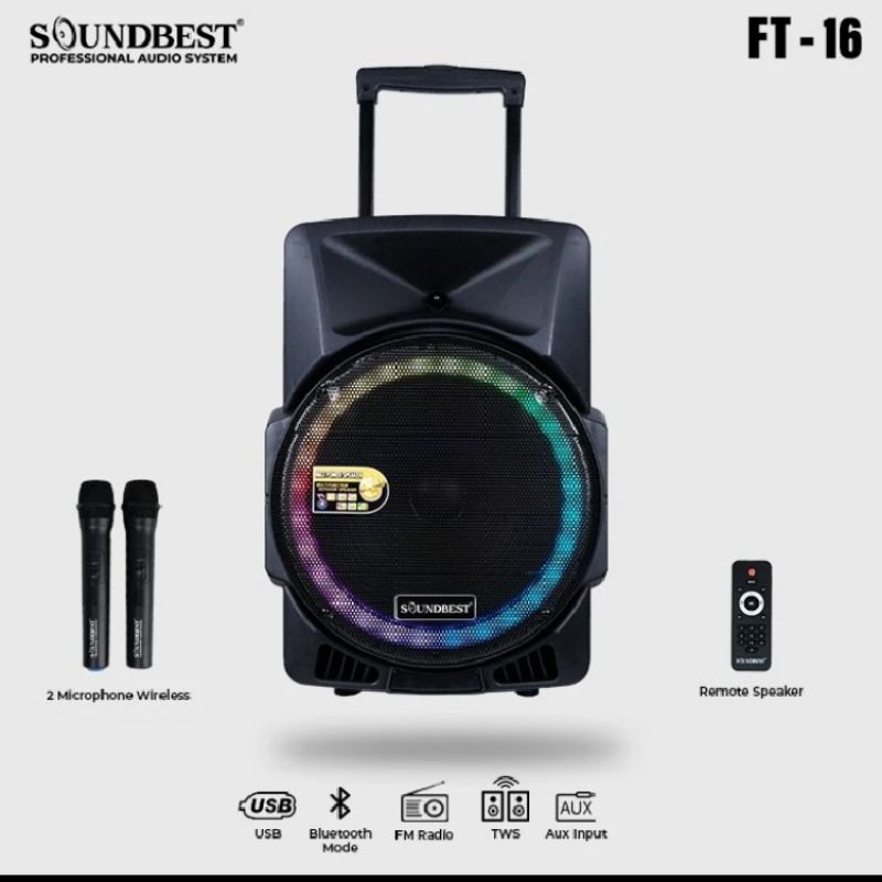 Speaker portable soundbest ft16 original 15inch bluetooth