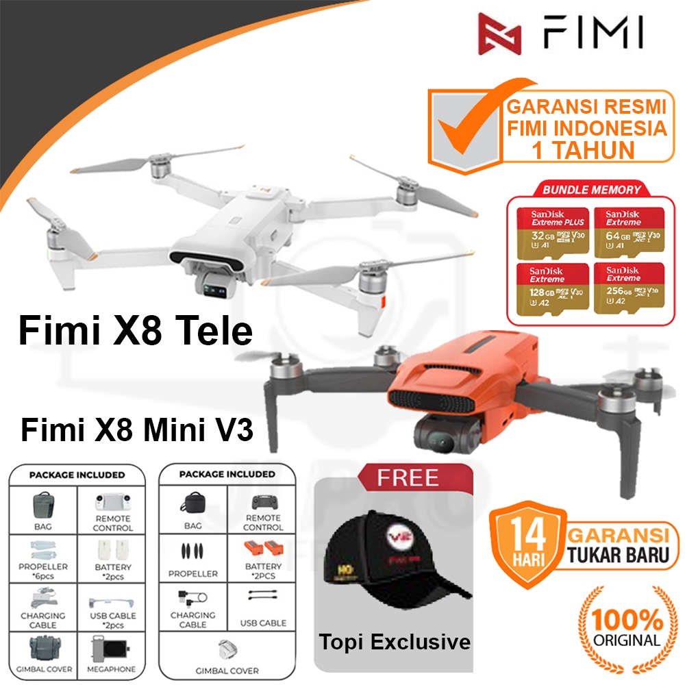 FIMI X8 TELE Drone Kamera 4K 48MP dengan Gimbal 3-Axis