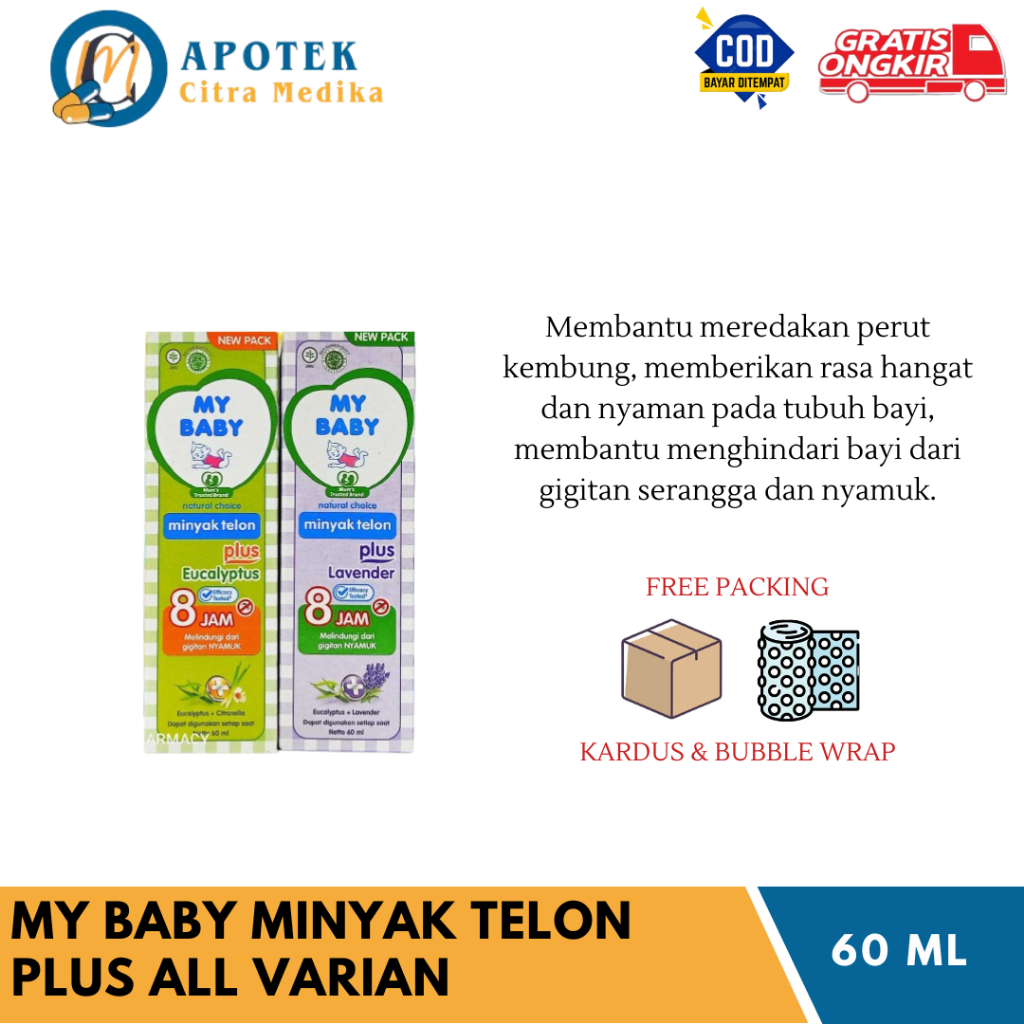 MY BABY MINYAK TELON PLUS (60ML) 8 JAM EUCALYPTUS & LAVENDER - MELINDUNGI DARI GIGITAN NYAMUK