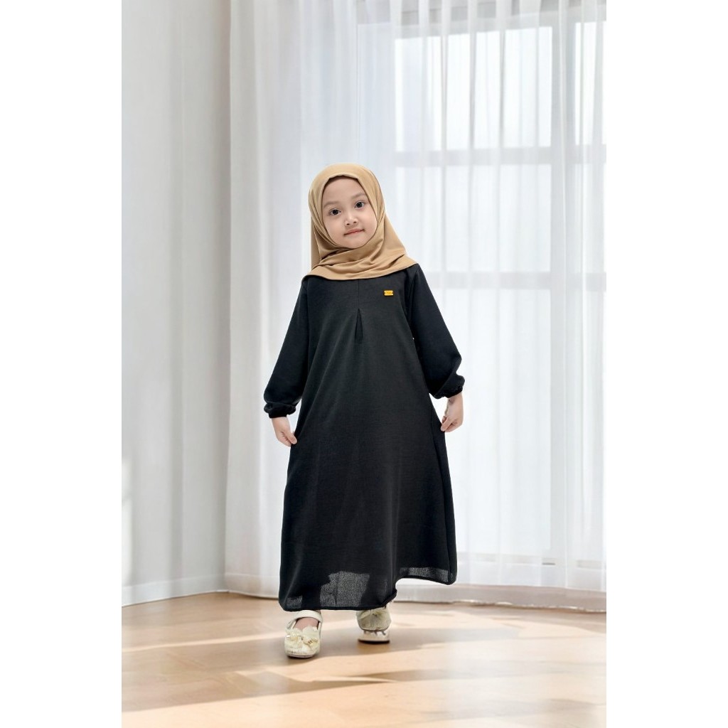 Baju Gamis Anak  Crinkle Muslim  Warna Putih Hitam  Cewek Remaja Harian Polos Usia 2-12 tahun