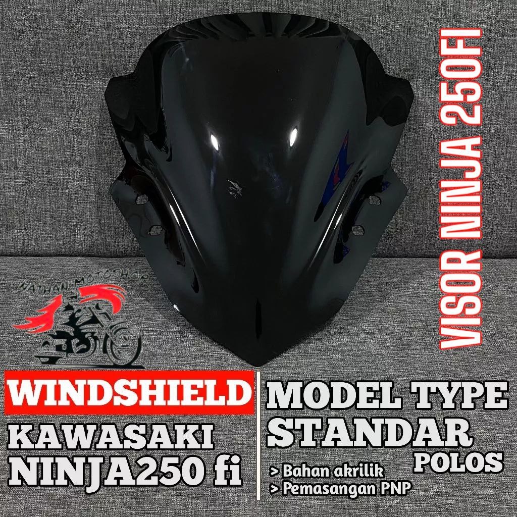 Visor Windshield Ninja 250 Fi 2013-2017 Kaca Visor Ninja 250 Fi New Standar Windshield Ninja