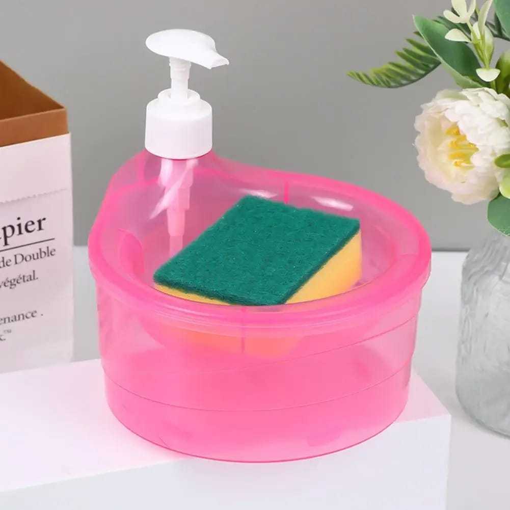 Tempat Sabun Cuci Piring + Spons / Wadah Sunlight Model Bulat / Dispenser Botol Soap Pump -Casestyle