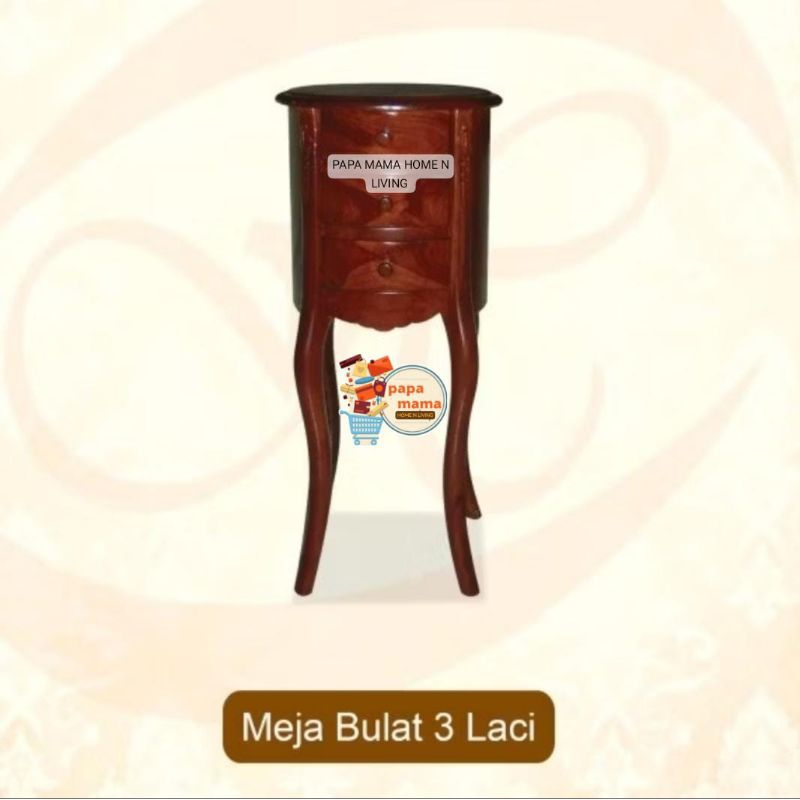 Meja Sudut Jepara 3 Laci Kayu Jati - Meja Tamu Minimalis - Medan