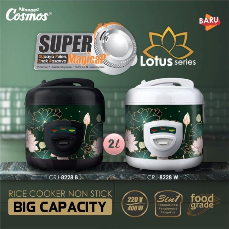 Crj 8228 B Rice Cooker Cosmos Big Capacity 2 Liter Magic Com Cosmos Crj 8228b Cosmos crj8228b