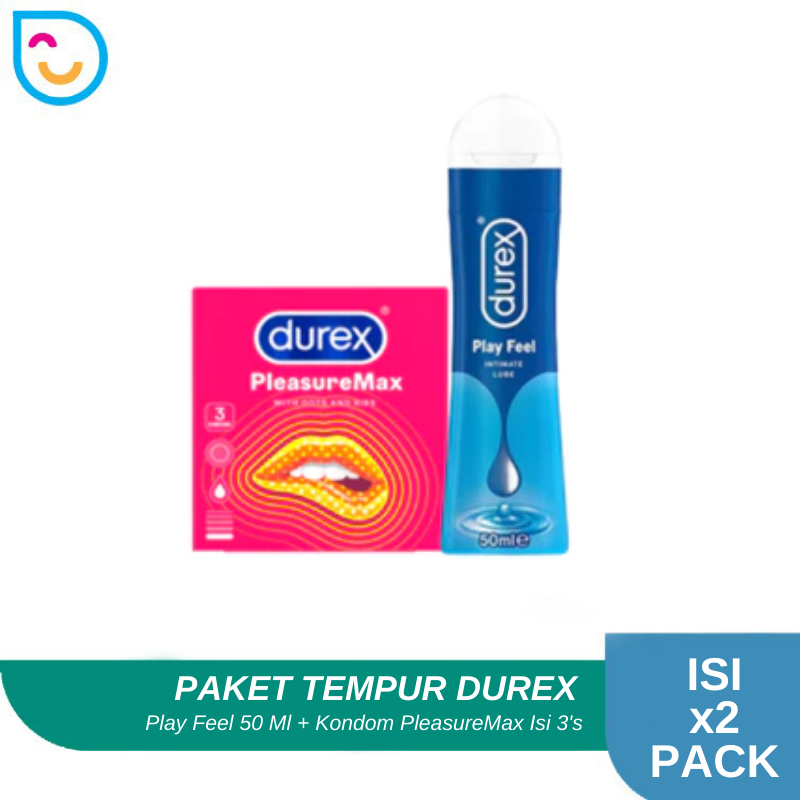 Lubricant Durex Play Feel 50 ml + Kondom Gerigi Durex Pleasurimax Isi 3 Pcs Paket Durex Hemat