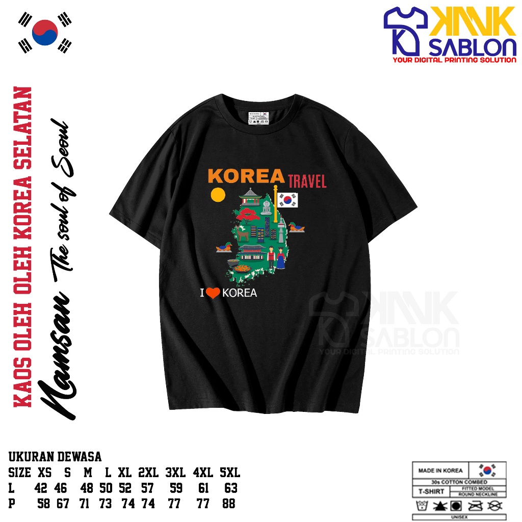 KAOS OLEH OLEH SOUVENIR KOREA I LOVE KOREA - Baju Souvenir Oleh-Oleh Korea Welcome To South Korea - 