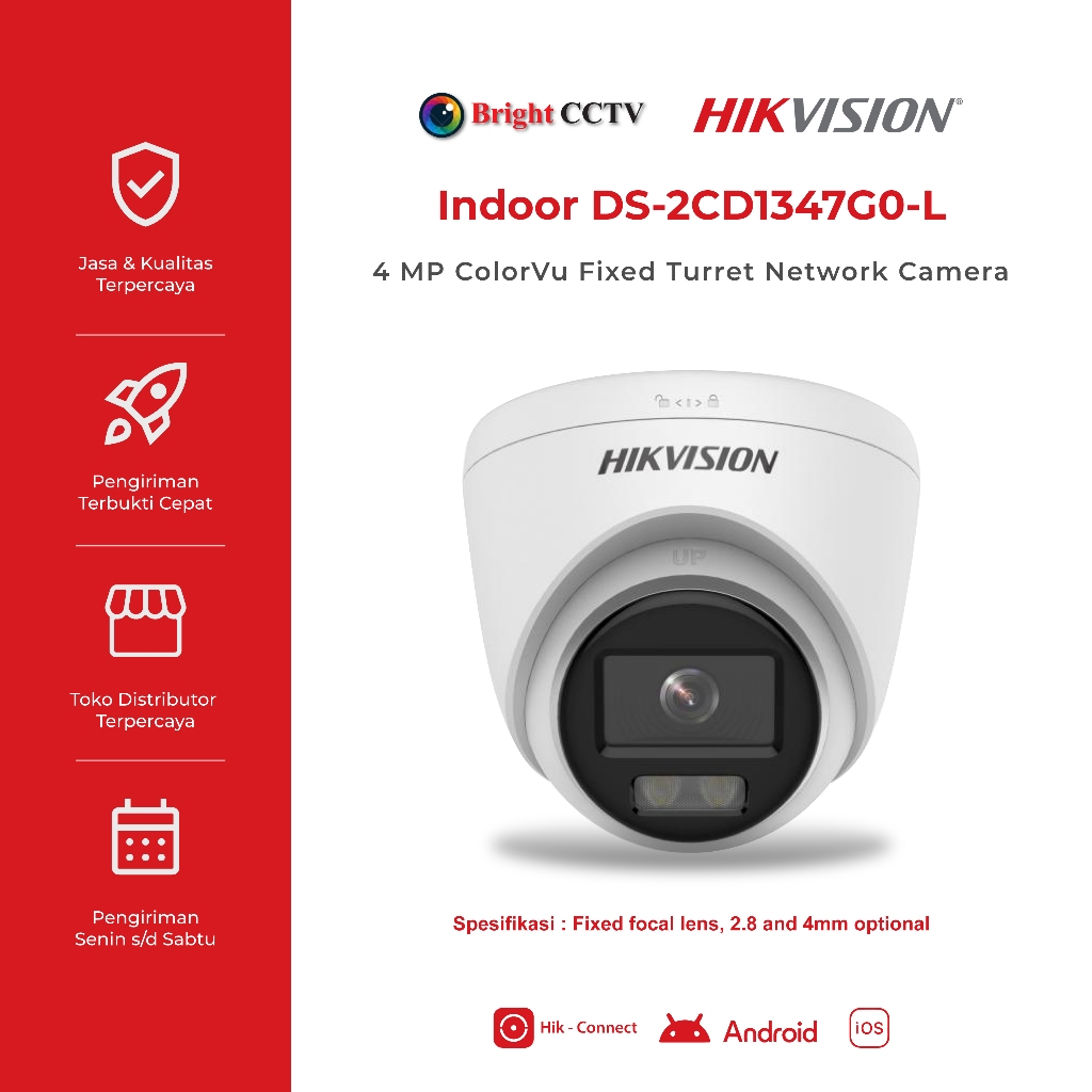 DS-2CD1347G0-L - HIKVISION IP CAMERA 4MP COLORVU