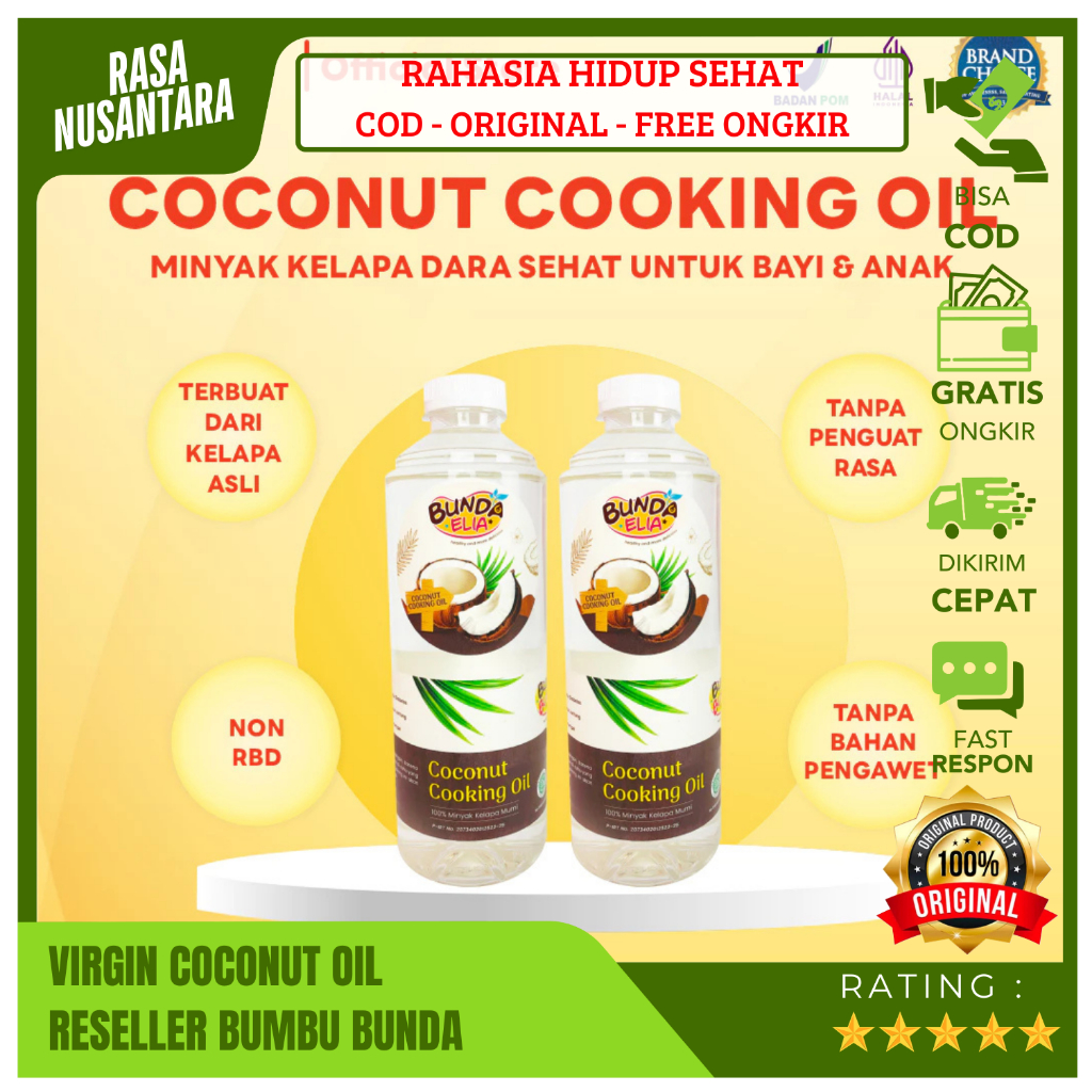 

BUMBU BUNDA VIRGIN COCONUT OIL ( GRATIS ONGKIR ) Quality VCO Murni Organik Premium Minyak Kelapa 100ML & 250ML & 500ML & 1L/Extra Virgin Coconut Oil Untuk Rambut & Wajah & Kulit/Food Grade Cold Pressed Process - Certified/Vco Minyak Kelapa Asli 100% Alami