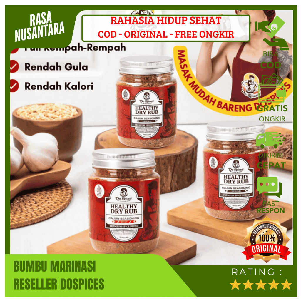 

DOSPICES BUBU MARINASI ( GRATIS ONGKIR ) Bumbu Marinasi 110GR Rendah Kalori Spices Cajun Seasoning BBQ Grill Bumbu Marinasi Premium Fred Chicken Bumbu Marinasi Untuk Diet Bumbu Marinasi Ayam Goreng Bukan Chop Chop