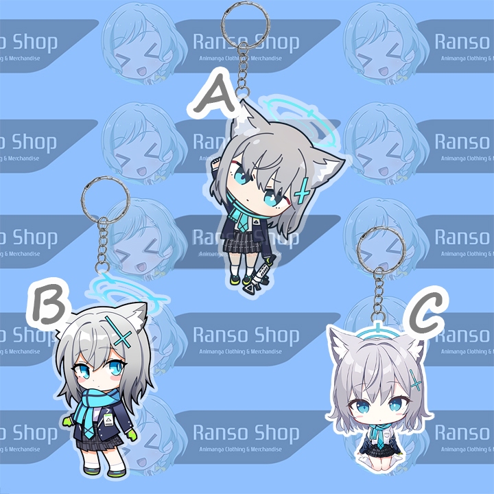 Keychain Game Blue Archive Shiroko UV Printing Laser Cut Premium 2 sisi pinggir Transparan Akrilik /