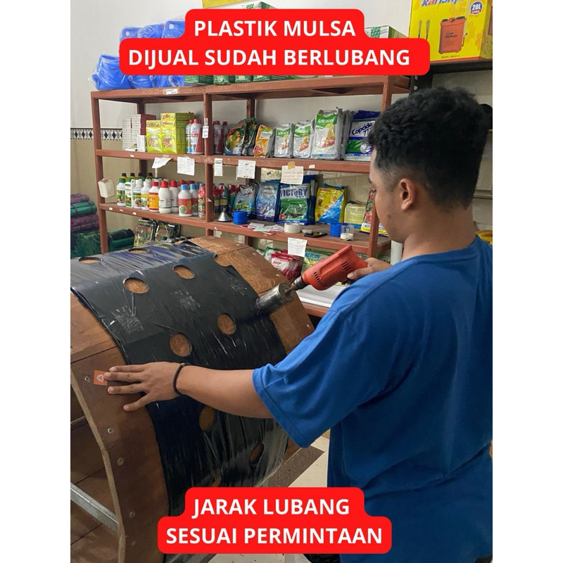 Plastik Mulsa Bell Hitam Perak lubang lebar 80 cm Tebal [Paket per 10 Meter)