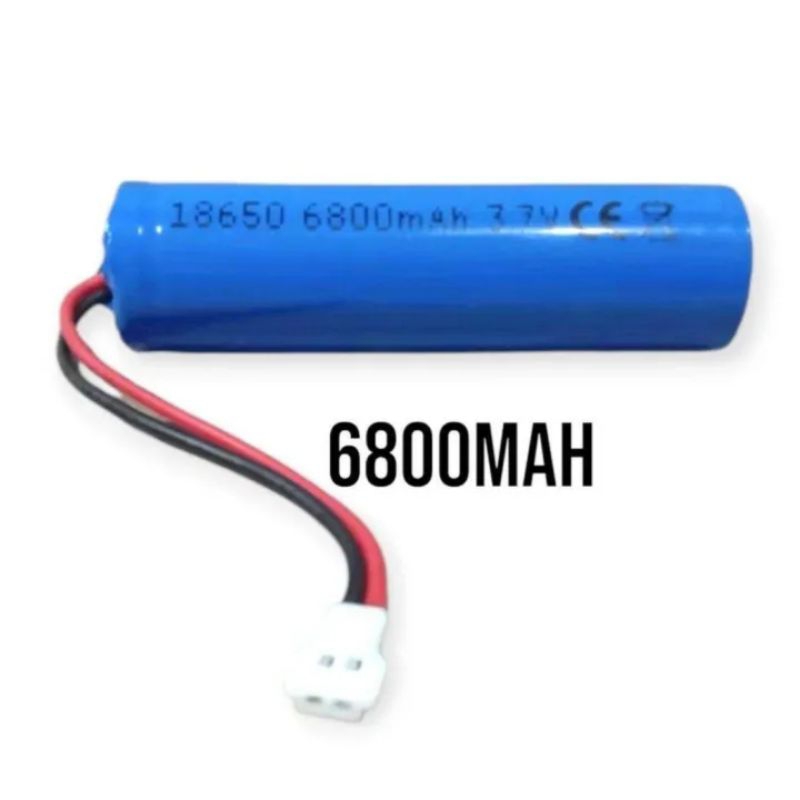 Battery 18650 3.7V 6800mAh Plus Soket KAbel Batre Pompa Galon Kipas Mini Lampu Emergency Speaker Por
