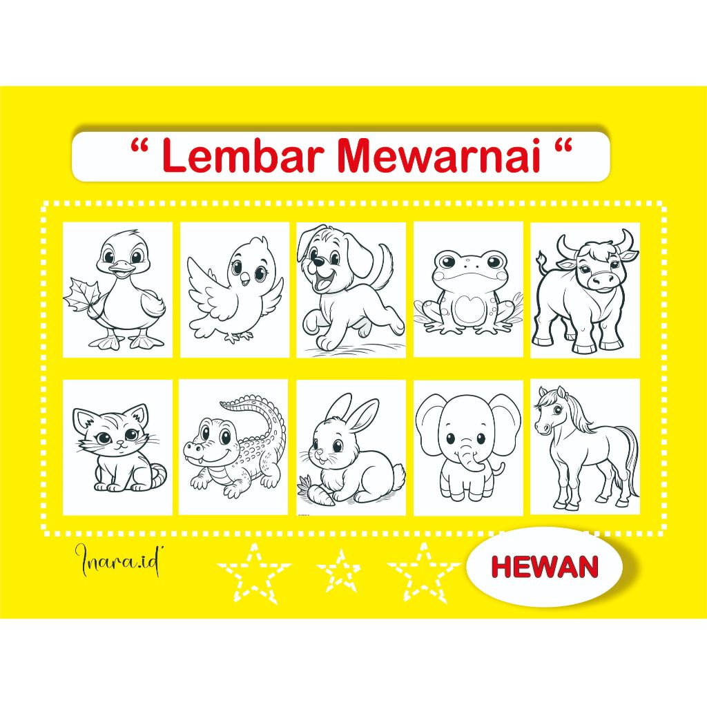 (20 LEMBAR) Kertas Mewarnai Anak / Gambar Mewarnai / Lembar Mewarnai Anak / Mewarnai TK PAUD SD / KE