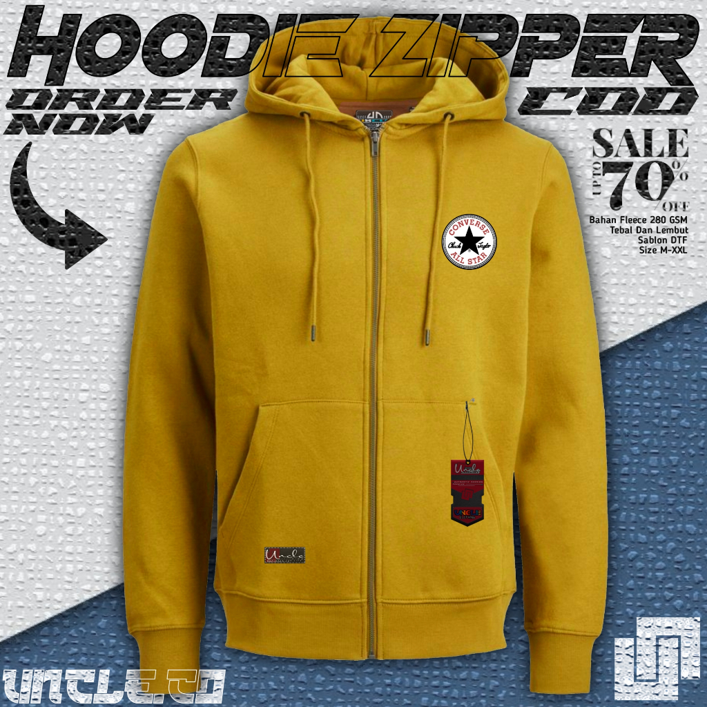 Seven.Star Hoodie Zipper Cewek Cowok Warna Kuning Unisex Tebal Premium Sablon Size M L XL XXL
