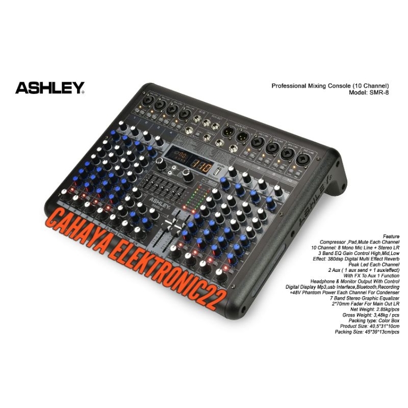 Mixer Audio Ashley SMR 8/SMR8 (8 Channel) Original Ashley