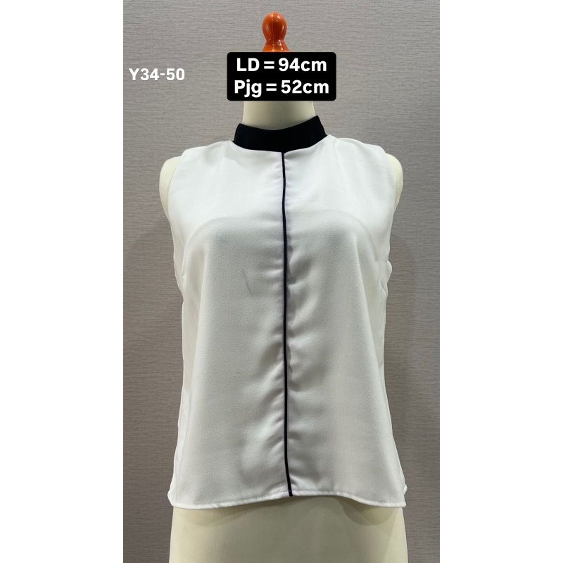 Y34-50 PRELOVED MURAH ATASAN BLOUSE WANITA HALTERNECK PUTIH Size M Minus