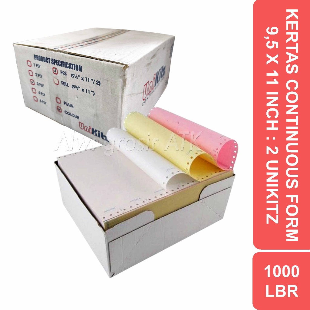 

Kertas Komputer Continuous Form 9.5 x 11 Inch 3 Ply (Bagi : 2) Unikitz | Isi 1000 Lembar