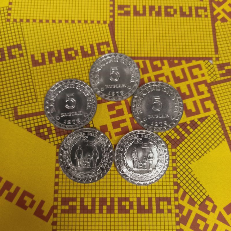 Uang Mahar Koin 5 Rupiah kecil KB 5 keping total 25 Rupiah luster gress buka roll