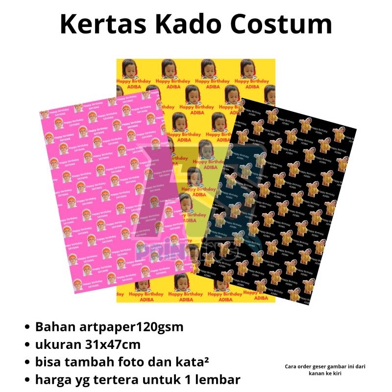 

kertas kado costum nama dan foto