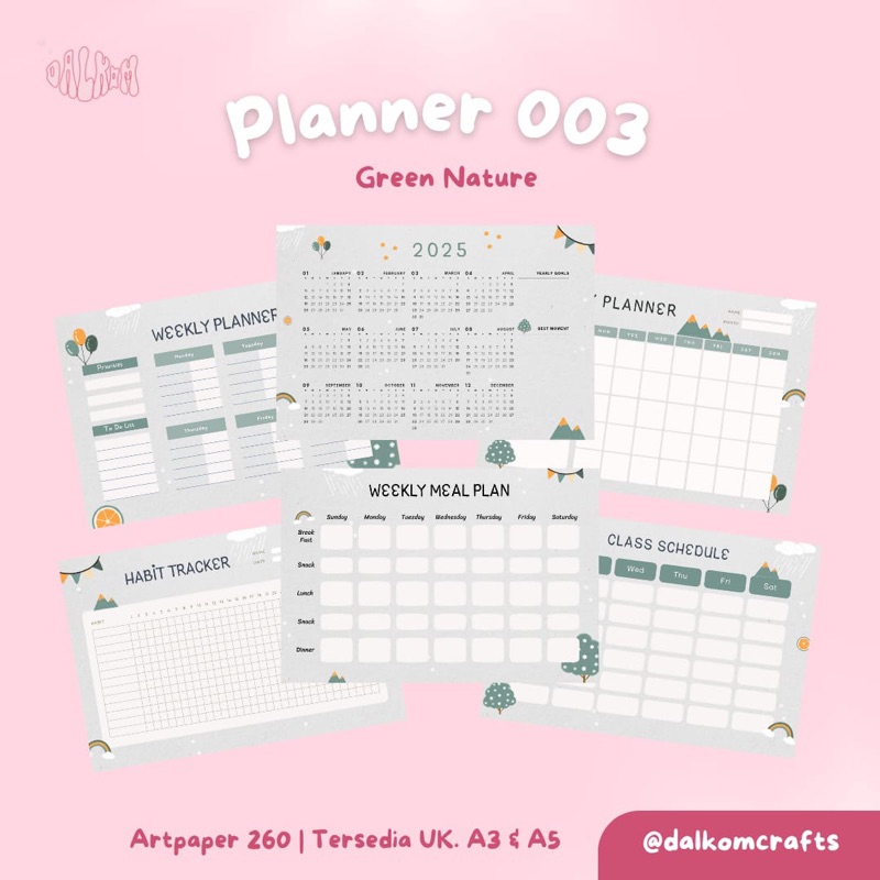 

A3 A5 Weekly Planner Monthly Planner Jadwal Pelajaran Habit Tracker Booklist Kalender 2025 Free Custom