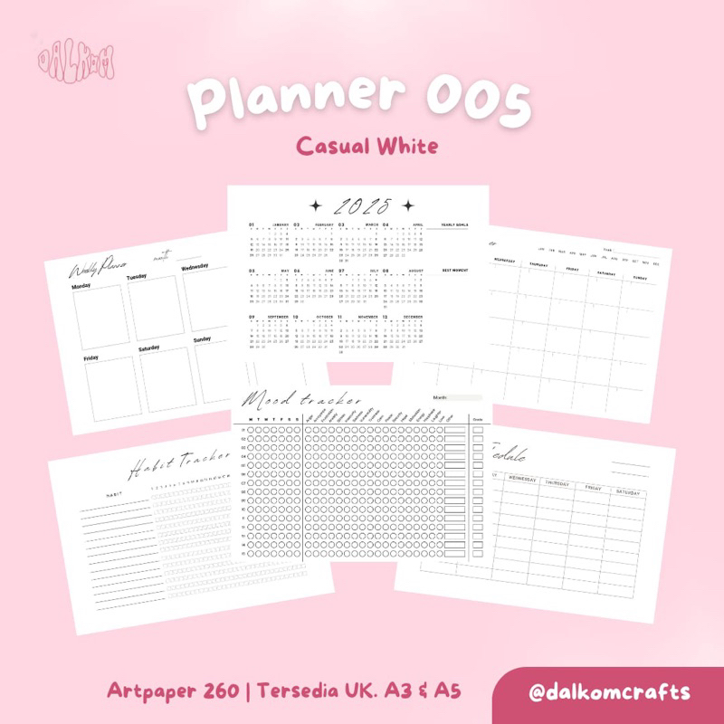 

A3 A5 Weekly Planner Monthly Planner Jadwal Pelajaran Habit Tracker Booklist Kalender 2025 Free Custom