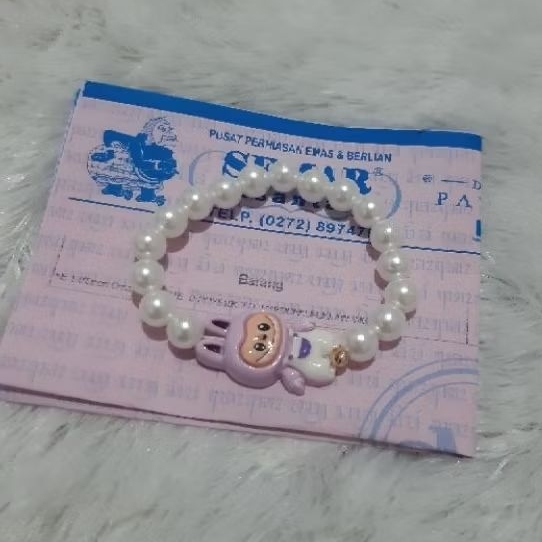 Gelang Tali Anak Mutiara Variasi Labubu Emas Motif 0,1gram Semar Nusantara