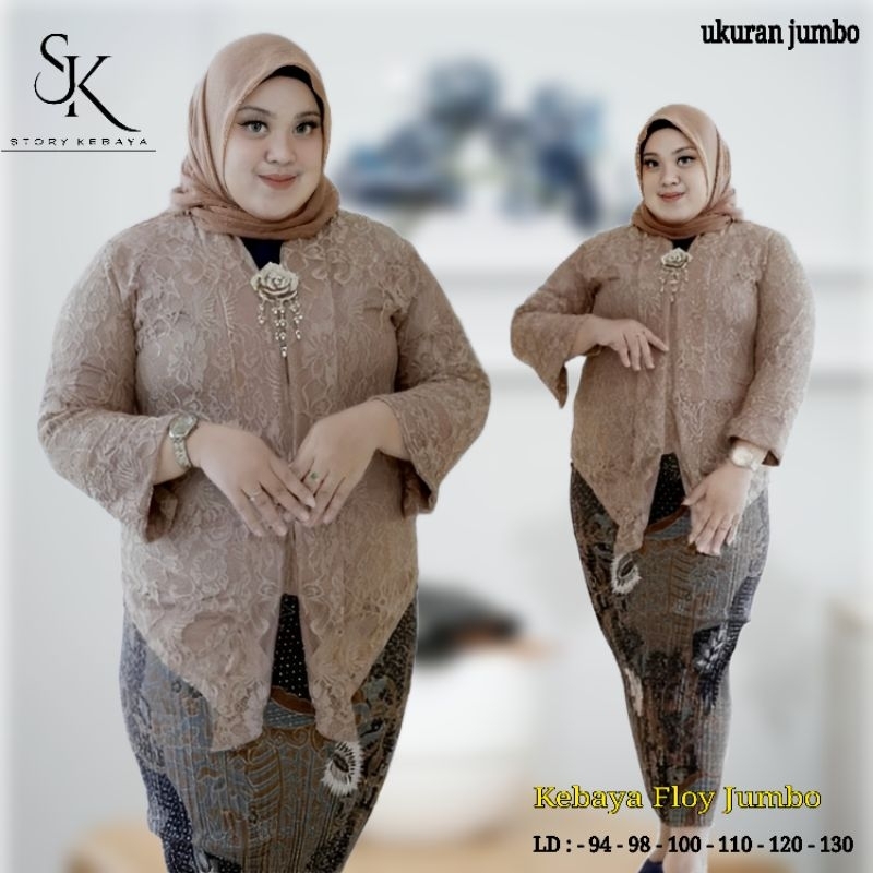 STRY | SETELAN KEBAYA FLOY JUMBO LD 130/ kebaya big size jumbo / kebaya rok plisket