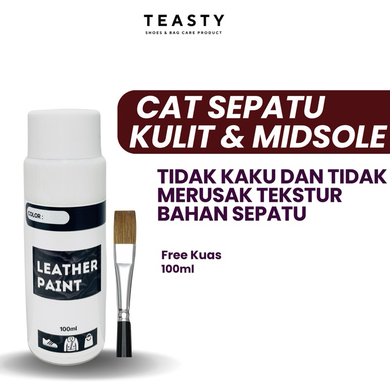 Cat Sepatu Kulit Sintetis Midsole Anti Luntur 100ml Leather Paint Putih Hitam Tas Karet Boost Outsol