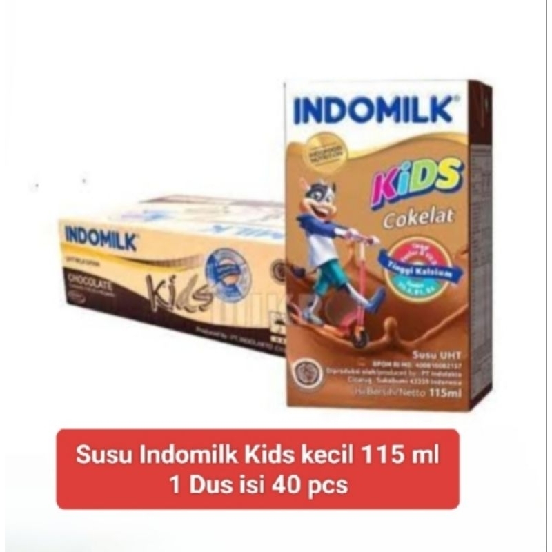 

Susu Indomilk Kids Kecil Coklat 115 ml 1 Dus isi 40 pcs