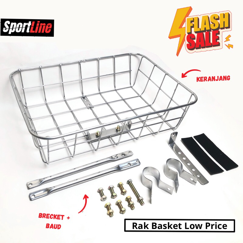 (Promo 11.11) KERANJANG SEPEDA CHROME SILVER HITAM COMMUTER BIKE FEDERAL TOURING BIKE Bicycle Basket