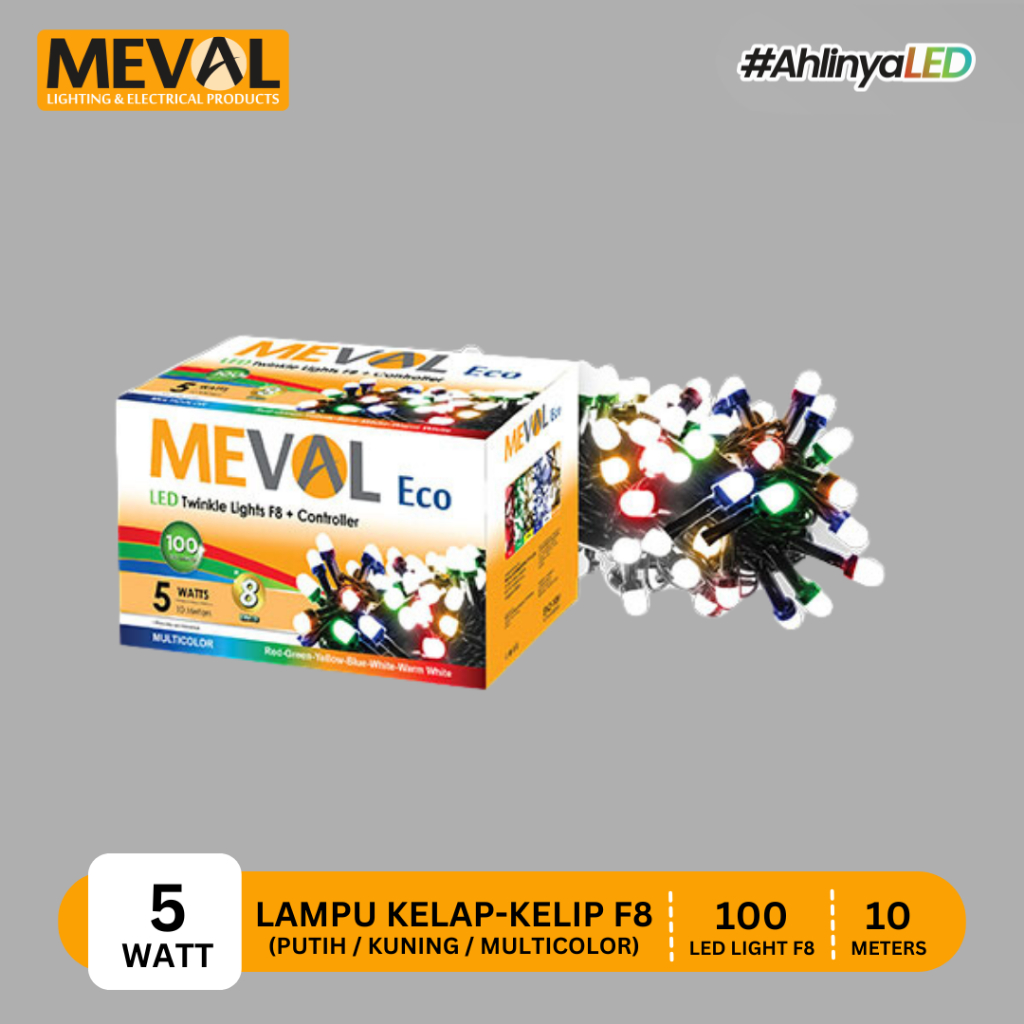 MEVAL Lampu LED Kelap-Kelip ECO F8 + Kontroler