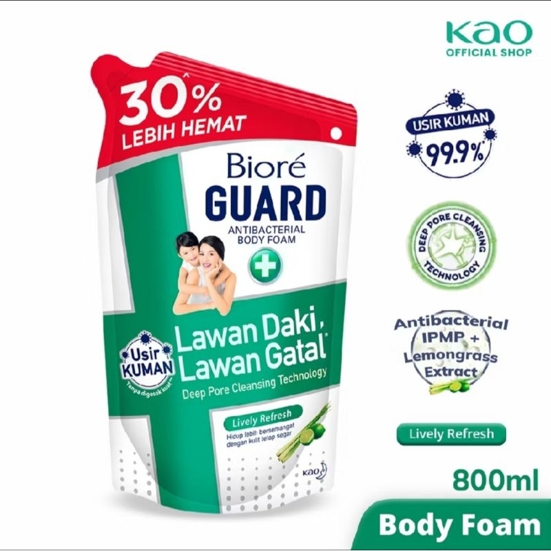 BIORE Guard Lifely Refresh Extra Lemongrass Sabun Cair Hijau 800ML