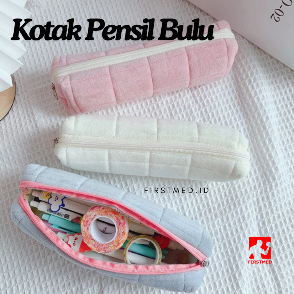 

Kotak Pensil Aesthetic korea kotak pensil bulu pillow pencil case tas pouch alat tulis Viral Terbaru