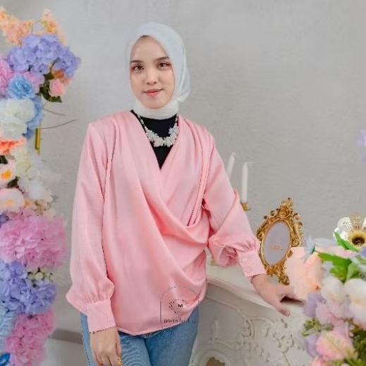 Jasmine Blouse Satin / Kimono Blouse  Korean Satin / Blouse Satin Silk Premium / Top Blouse Kemeja S