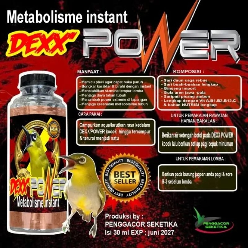 DEXX POWER PLECI JUARA VITAMIN SUPLEMEN DOPING PENGGACOR BURUNG