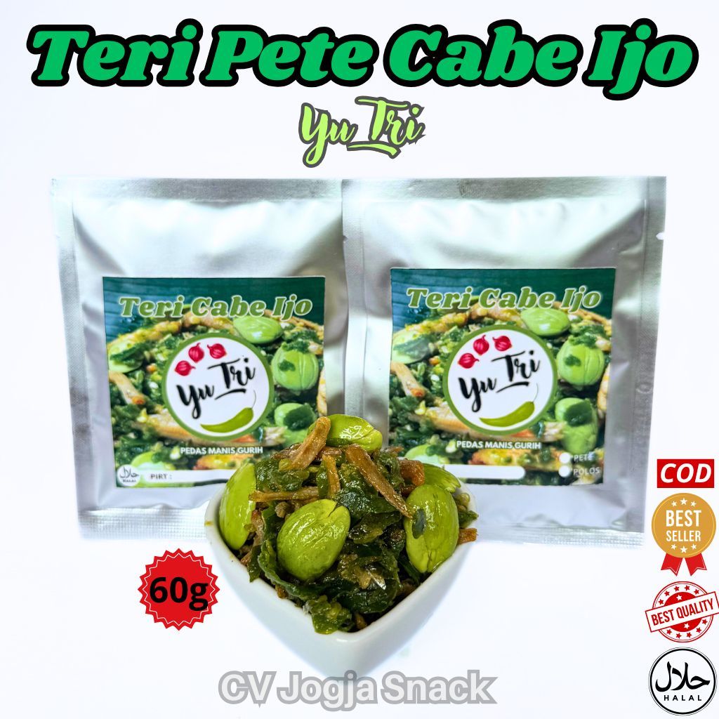 

TERI PETE CABE IJO GURIH MANIS PEDAS TANPA PENGAWET FRESH HALAL 60 GRAM HIGIENIS LAUK INSTAN SACHET