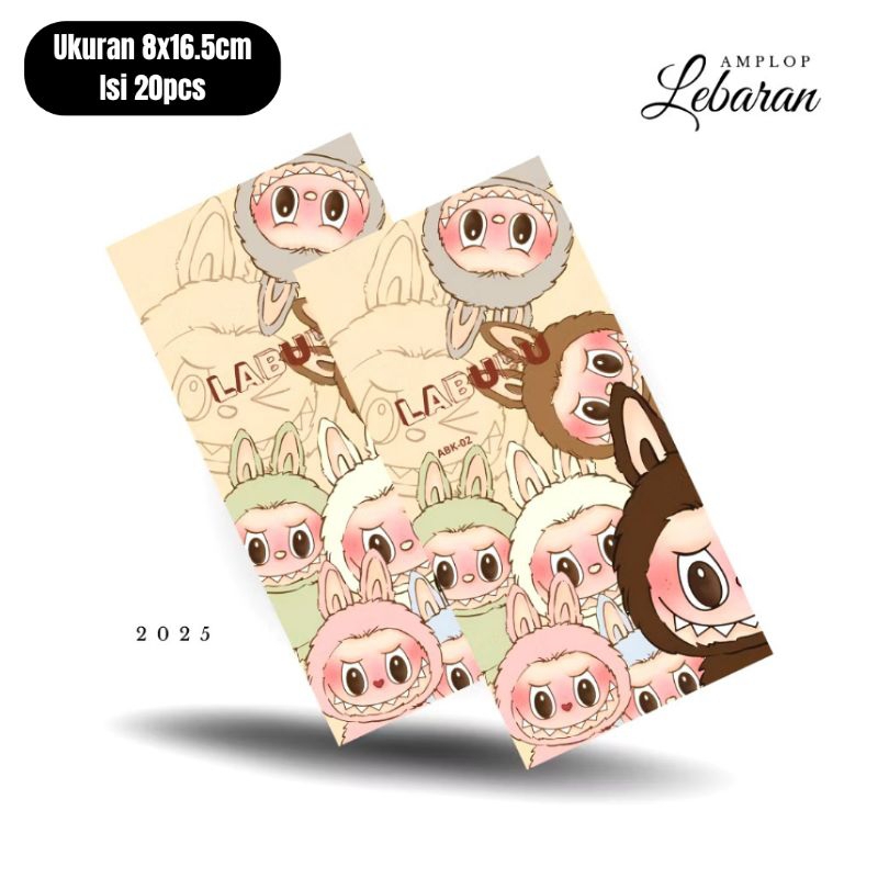 

Amplop Lebaran Premium Karakter Labubu Tanpa Dilipat Ukuran Besar 8x16.5cm Isi 20pcs Kertas Tebal 100gsm