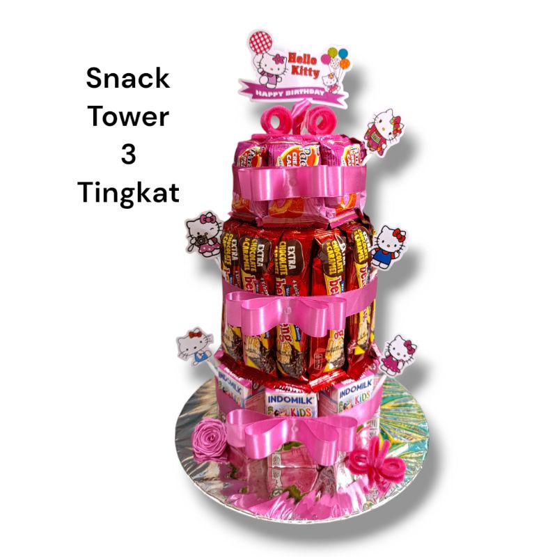 

snack tower 3 tingkat snack cake bisa request snack kesukaan