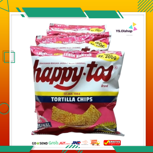 

Bundle Paket Isi 4 Pcs X 25 Gram Happytos Tortilla Chips Jagung Rasa Original - Makanan Ringan -Food