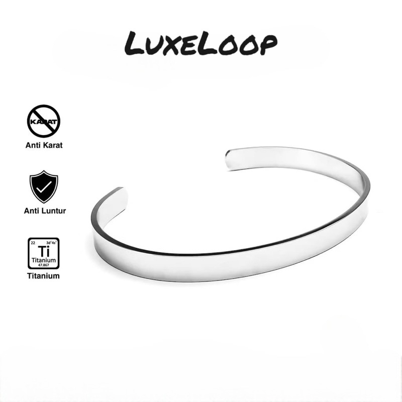 Gelang Baja Pria Wanita Besi Putih Plat Polos Titanium Anti Karat Premium Quality Bracelets