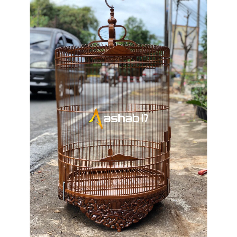 Sangkar Murai Batu Full Ukir Jepara Kayu Jati