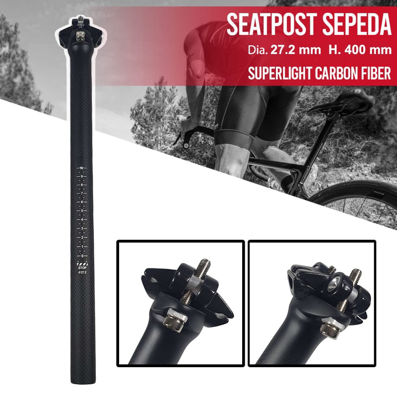 seatpost sepeda fixie roadbike wacako carbon fiber superlight 27,2mm 40mm
