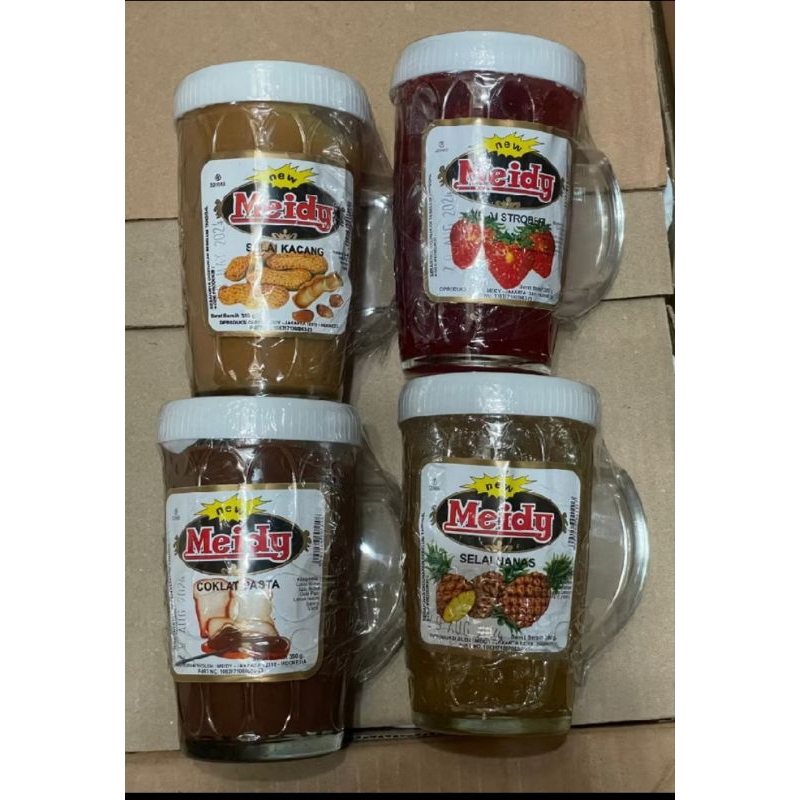 

SELAI Meidy selae gelas 380gm tersedia coklat nanas kacang stroberi 1gelas