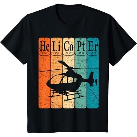 Kidsnesia- Helicopter Periodic Table Elements Aviation Helicopter Pilot T-Shirt